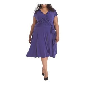 Chic Purple Wrap Midi Dress